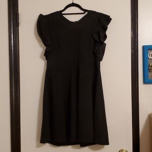 Black Ruffle-Sleeve Cocktail Dress